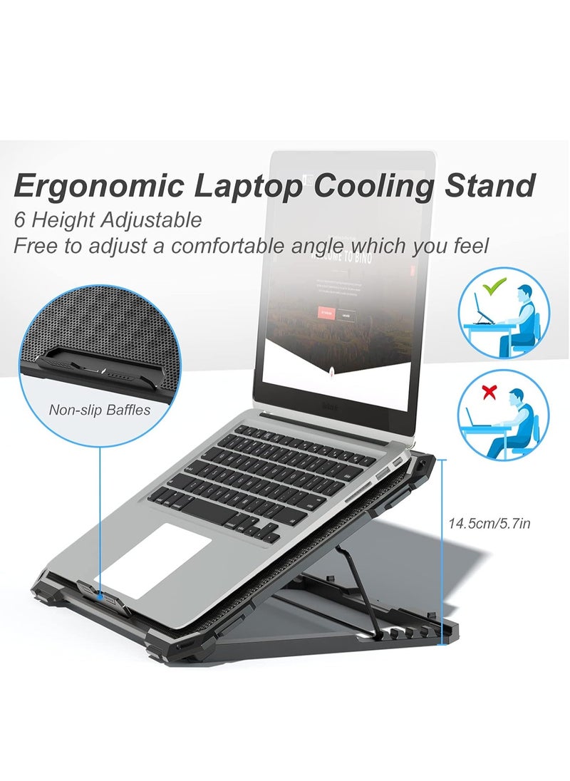 MIXDE Laptop Cooling Pad with 6 Cooling Fans  Cooling Pad for Laptop Fan 13-18 Inch  Laptop Cooler Stand with 6 Height Adjustable  Notebook Cooler Pad with Two USB Port  - Image 3