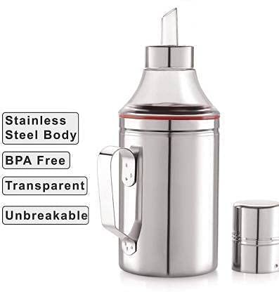STEEPLE 1000ml Stainless Steel Oil Dispenser with Handle 1 Litre (Pack of 2) - Image 2