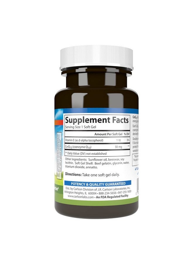 Carlson Co Q10 Co Enzyme Q10 50 Mg Energy Production & Heart Function 120 Softgels - Image 3