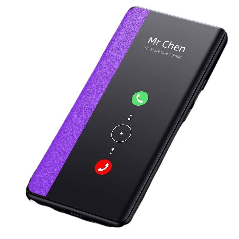 Plywood Protective Case for Redmi Note 15 with Drop Protection and Full Coverage plus Shockproof plus Flip Leather Cover in Purple - Image 1