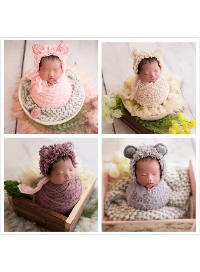 Vemonllas Newborn Baby Photography Props Outfits Photoshoot Photos Hat Long Ripple Wrap Set for Boys Girls Photography - Image 5