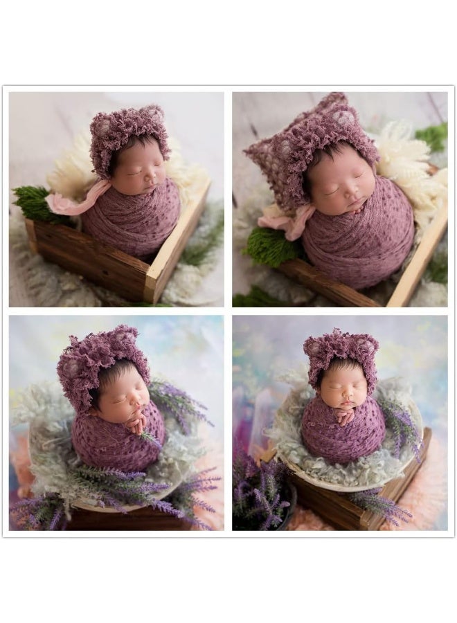 Vemonllas Newborn Baby Photography Props Outfits Photoshoot Photos Hat Long Ripple Wrap Set for Boys Girls Photography - Image 4