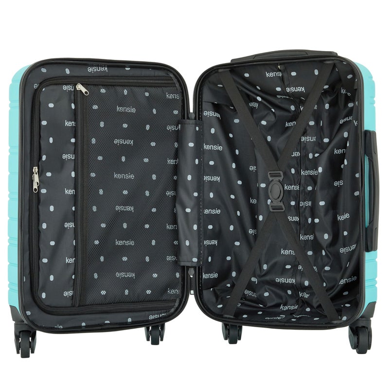 kensie 22" Peonies Hardside Carry-On Luggage with ID Tag, Pool Blue - Image 3