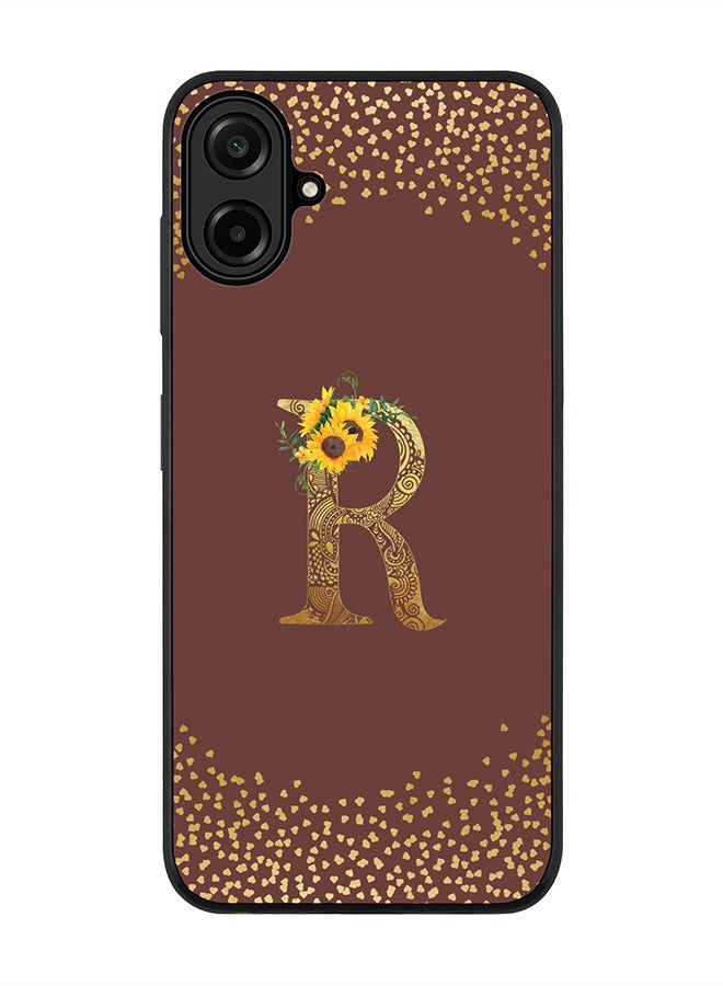 Stylizedd For Samsung Galaxy A07 4G Case,Slim fit Camera Protection, Shockproof Thin Phone cover  - Custom Floral Monogram - R  (Brown )