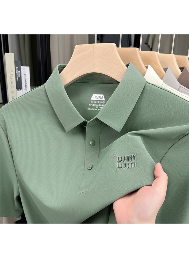 Uji High-End Short Sleeve Polo Shirt for Middle-Aged Men Casual Turn-down Collar Seamless Comfortable Summer Half Sleeve Top - Image 1
