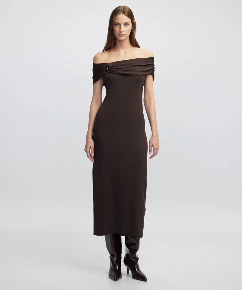 ابيكول Off-the-Shoulder Knit Dress