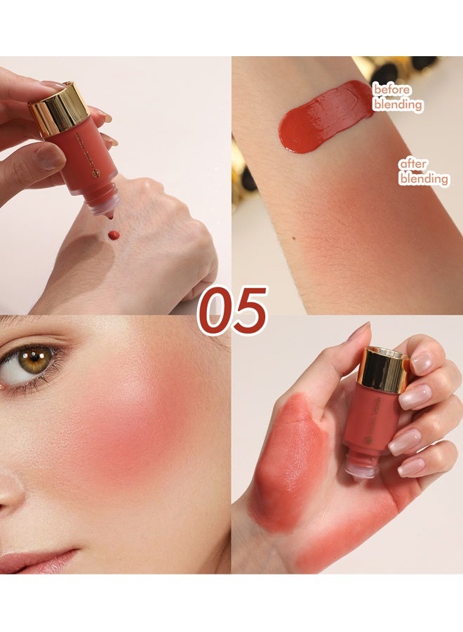 يونج فيجن أحمر الخدود السائل ، كريم أحمر الخدود الناعم غير اللامع كريم أحمر الخدود السائل أحمر الخدود مكياج خفيف الوزن ، أحمر أحمر فاتح ناعم - # 05 - Image 2