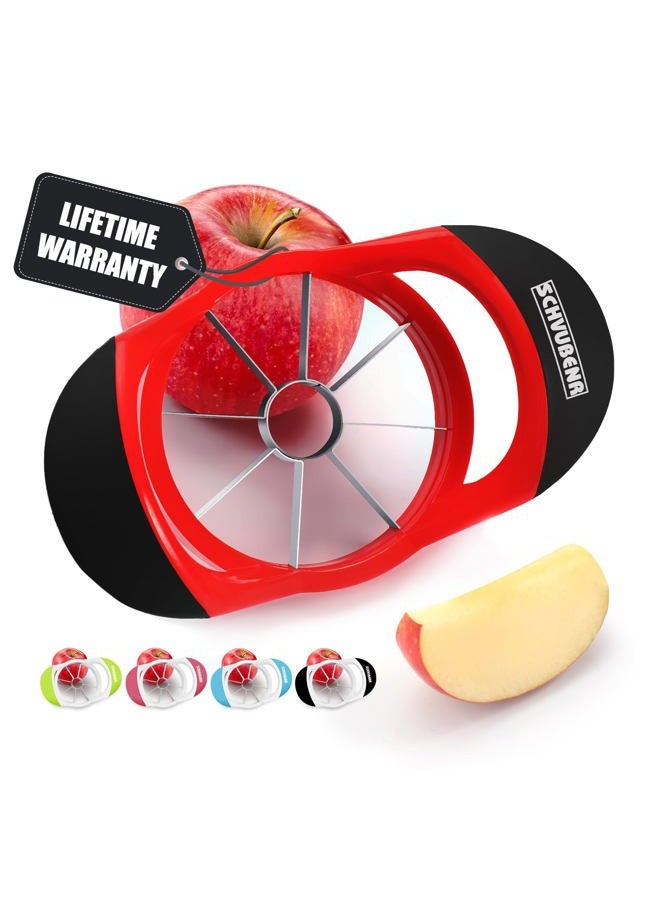 SCHVUBENR 3.5 Inch Apple Slicer - Professional Apple Cutter - Stainless Steel Apple Corer - Super Sharp Apple Slicer and Corer - Apple Corer Tool with 8 Sharp Blades(Red) - Image 1