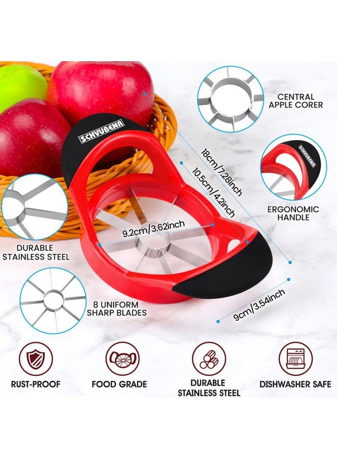 SCHVUBENR 3.5 Inch Apple Slicer - Professional Apple Cutter - Stainless Steel Apple Corer - Super Sharp Apple Slicer and Corer - Apple Corer Tool with 8 Sharp Blades(Red) - Image 3