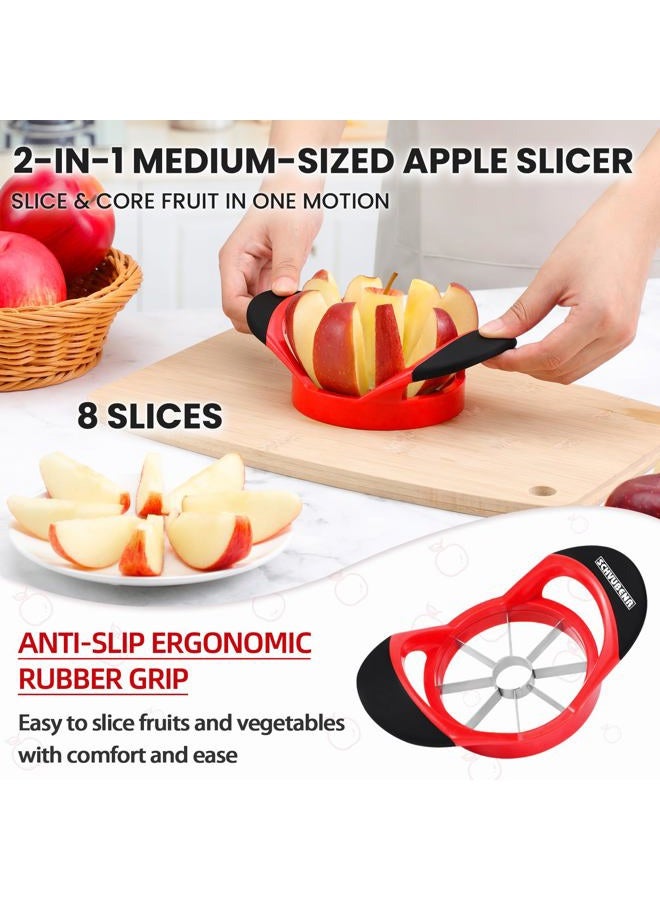 SCHVUBENR 3.5 Inch Apple Slicer - Professional Apple Cutter - Stainless Steel Apple Corer - Super Sharp Apple Slicer and Corer - Apple Corer Tool with 8 Sharp Blades(Red) - Image 2