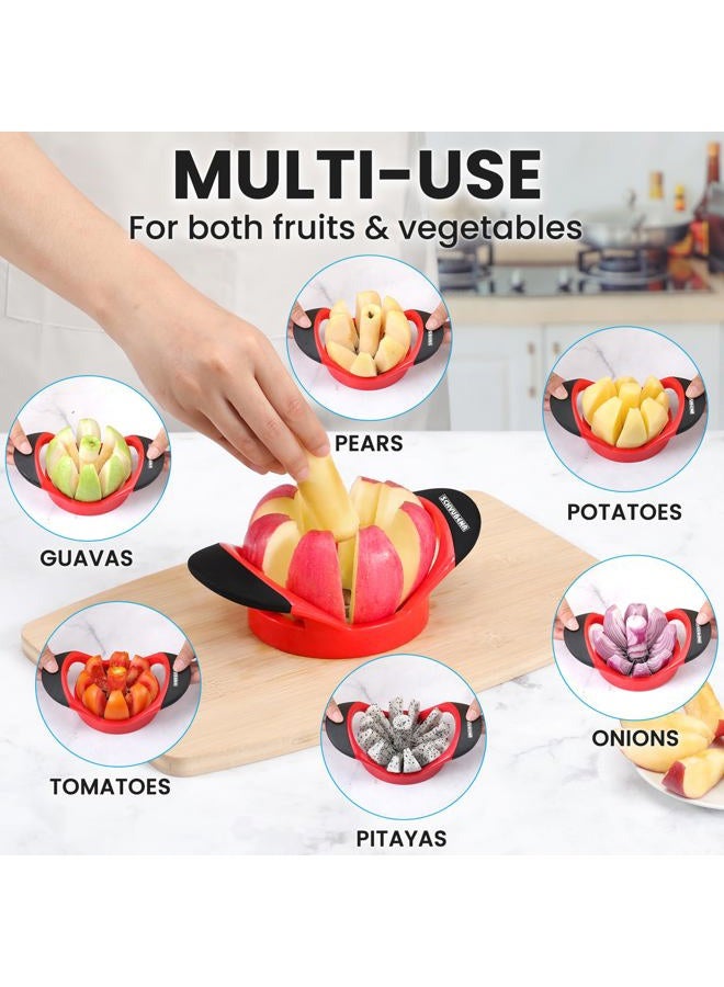 SCHVUBENR 3.5 Inch Apple Slicer - Professional Apple Cutter - Stainless Steel Apple Corer - Super Sharp Apple Slicer and Corer - Apple Corer Tool with 8 Sharp Blades(Red) - Image 5