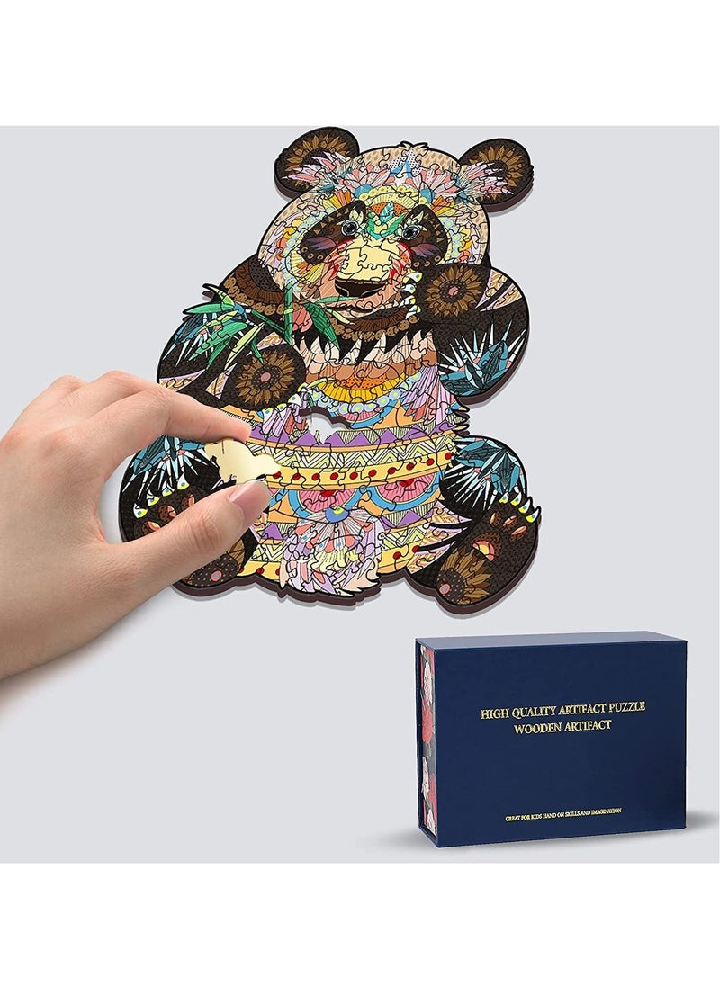 Y&D - Wooden Jigsaw Puzzles 3D Wooden Animals Shaped Puzzles Best Gift for Adults and Kids DIY Puzzle Piece Colorful Unique Shaped Panda Puzzles - Image 1