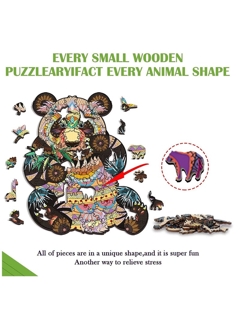 Y&D - Wooden Jigsaw Puzzles 3D Wooden Animals Shaped Puzzles Best Gift for Adults and Kids DIY Puzzle Piece Colorful Unique Shaped Panda Puzzles - Image 1