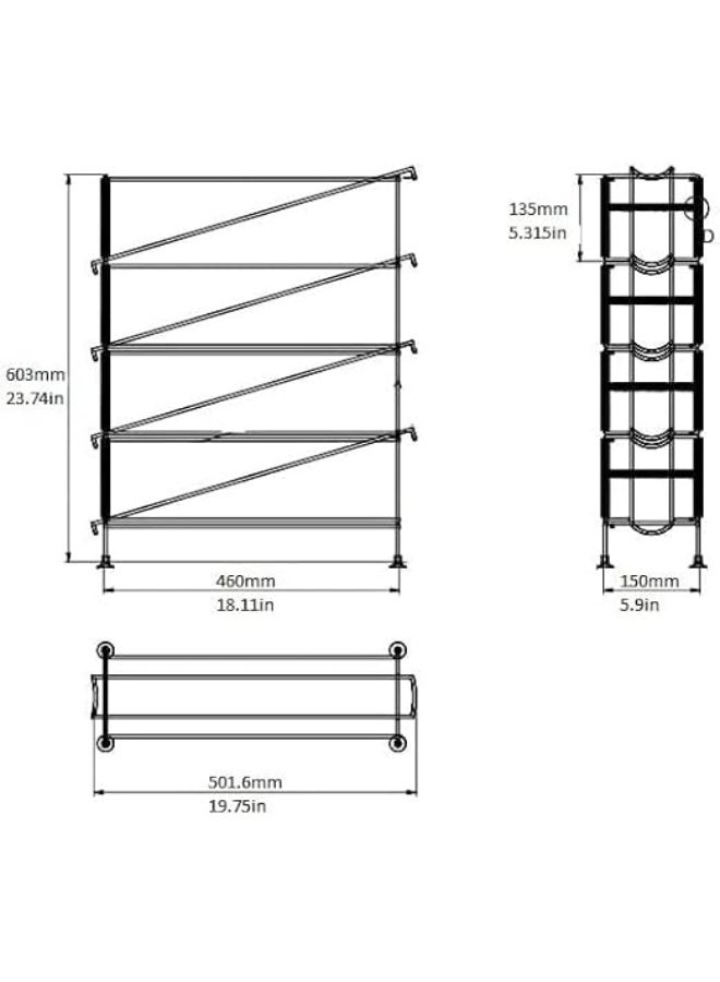 موزع أكواب عمودي أنيق من الفولاذ المقاوم للصدأ من شركة Stainless Products Ltd، بطول 23.74 بوصة - 4 أقسام لتخزين وعرض سهل، تصميم موفر للمساحة ومتين - Image 2