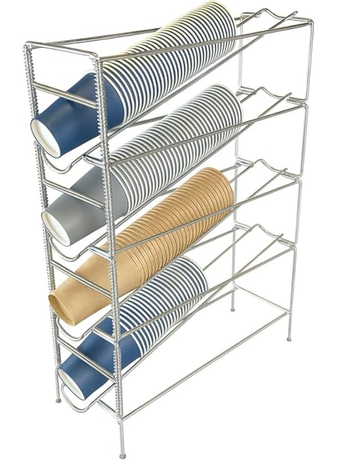 موزع أكواب عمودي أنيق من الفولاذ المقاوم للصدأ من شركة Stainless Products Ltd، بطول 23.74 بوصة - 4 أقسام لتخزين وعرض سهل، تصميم موفر للمساحة ومتين - Image 4