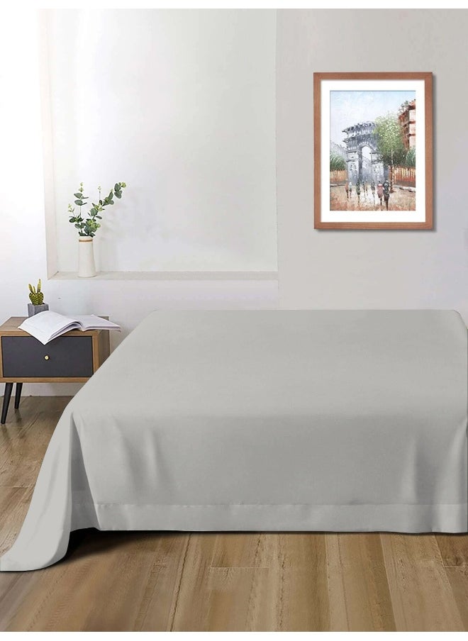 Rest Flat Bedsheet 240X260Cm Plush Grey Breathable Machine Washbale Bedsheet Extra Soft Easy Fit Highly Breathable Bedding & Linen Cover  - Image 1
