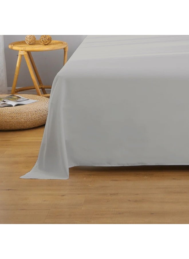 Rest Flat Bedsheet 240X260Cm Plush Grey Breathable Machine Washbale Bedsheet Extra Soft Easy Fit Highly Breathable Bedding & Linen Cover  - Image 2
