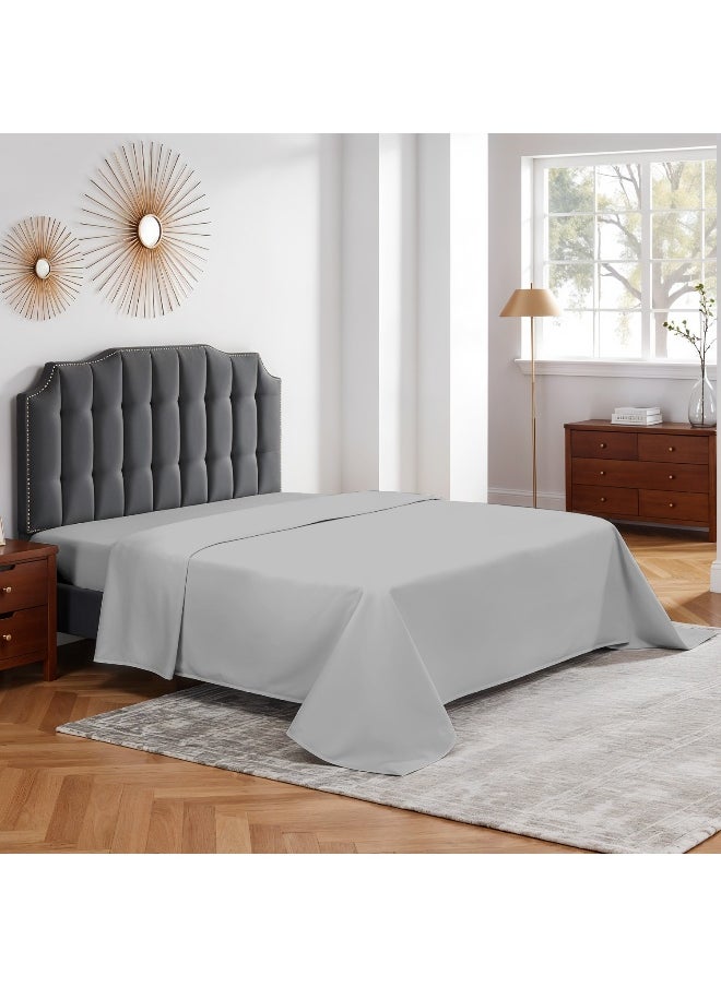 Rest Flat Bedsheet 240X260Cm Plush Grey Breathable Machine Washbale Bedsheet Extra Soft Easy Fit Highly Breathable Bedding & Linen Cover  - Image 3