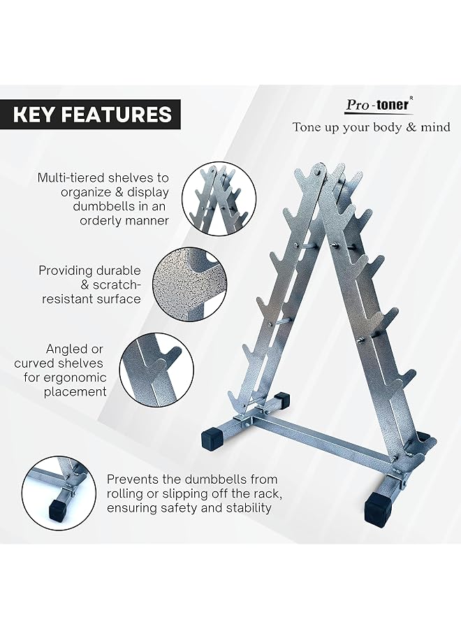 Protoner dumbbell rack for 6 pairs for home gym fitness - Image 3