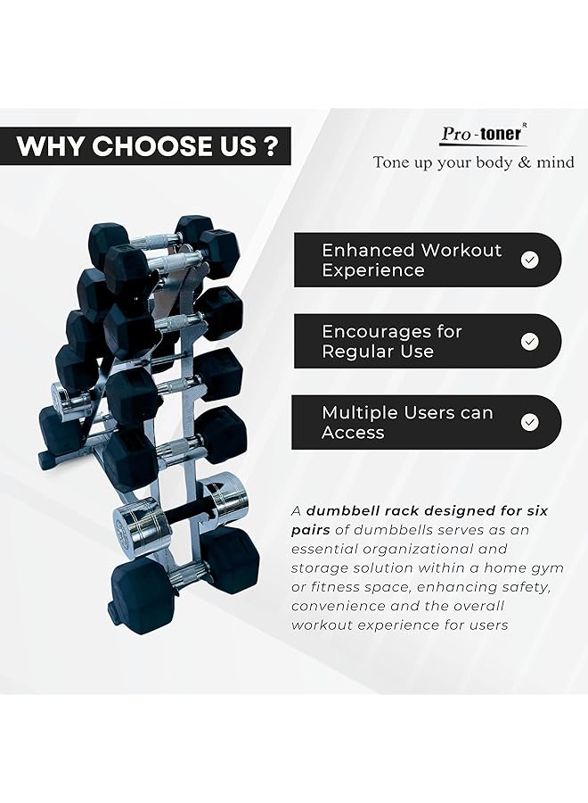 Protoner dumbbell rack for 6 pairs for home gym fitness - Image 4
