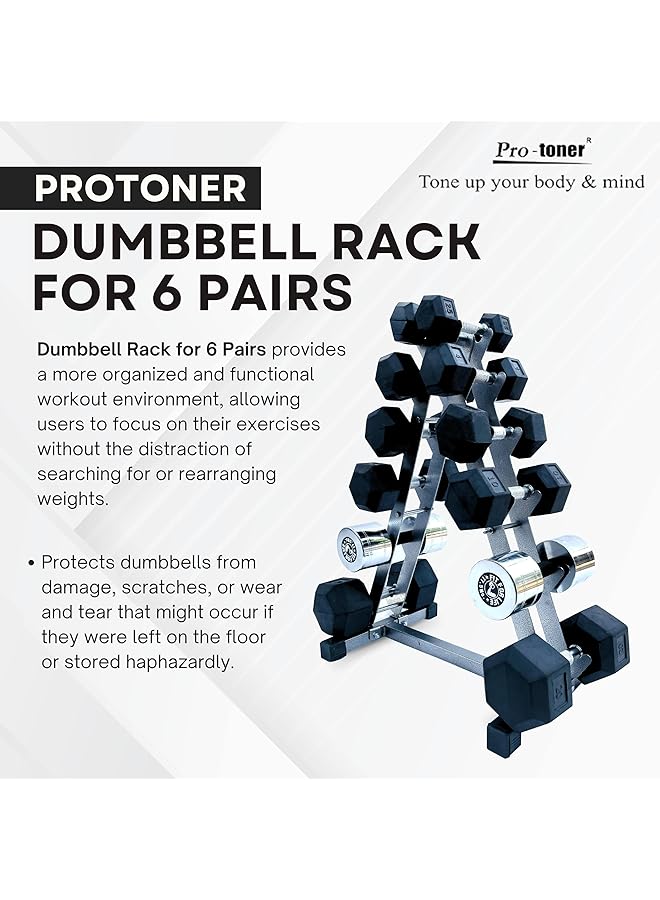 Protoner dumbbell rack for 6 pairs for home gym fitness - Image 2