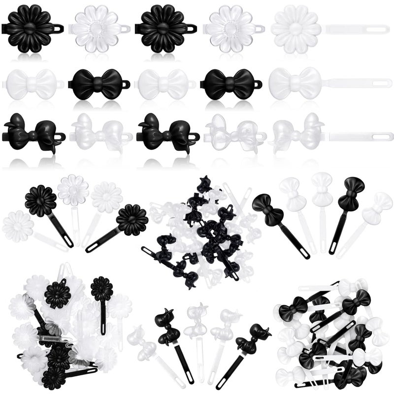 Janinka 72 Pieces Self Hinge Plastic Hair Clips 80s 90s Cartoon Hairpins Colorful Cute Clips for Toddler Girls White Black Clear Classic