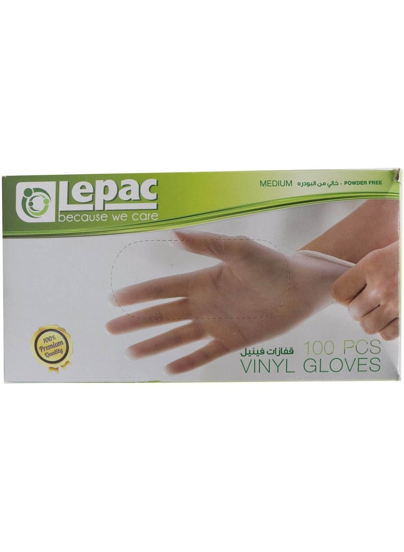 Lepac Powder-Free Vinyl  Gloves Medium 100 PCS - Image 1