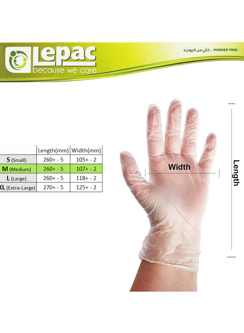 Lepac Powder-Free Vinyl  Gloves Medium 100 PCS - Image 2