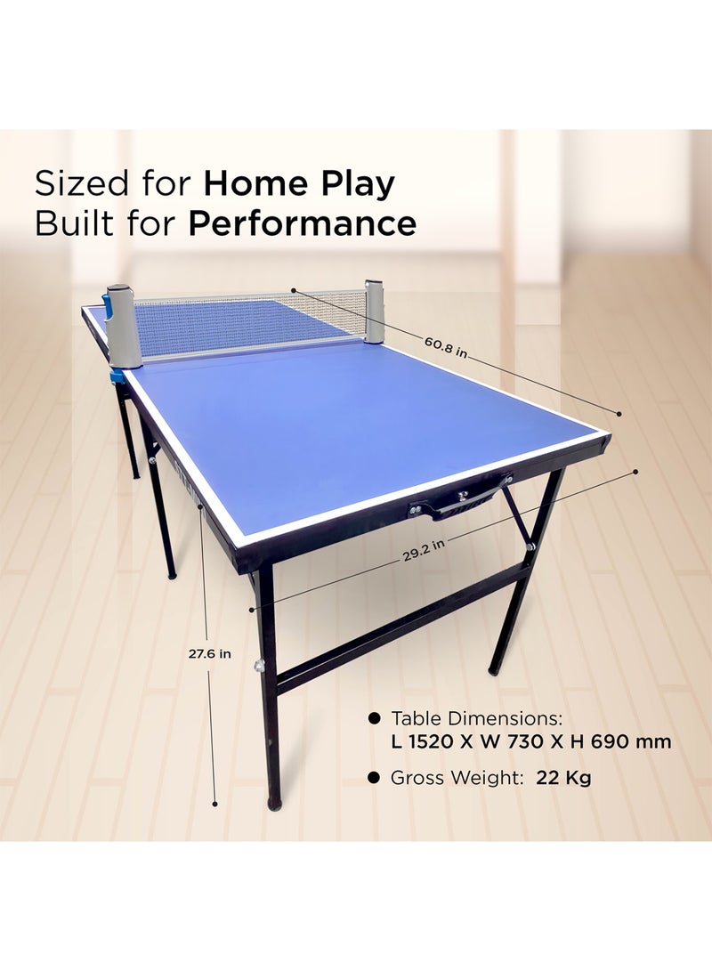 Sparnod Fitness طاولة تنس الطاولة STT-MINI – مجموعة بونغ بونغ قابلة للطي للاعبين 2 للأطفال 6+ للاستخدام الداخلي والخارجي، سطح MDF متين وإطار معدني مدمج، محمول، سهل التجميع - Image 4