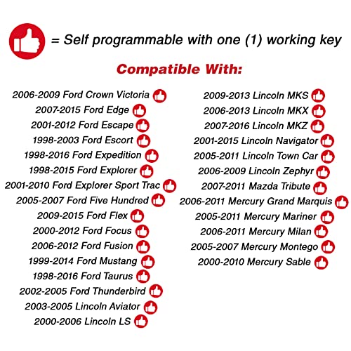 KeylessOption 4 Item Bundle 2 Key Fobs Keyless Entry Remotes 2 Uncut 4C Ignition keys for Ford Lincoln Mercury - Image 4