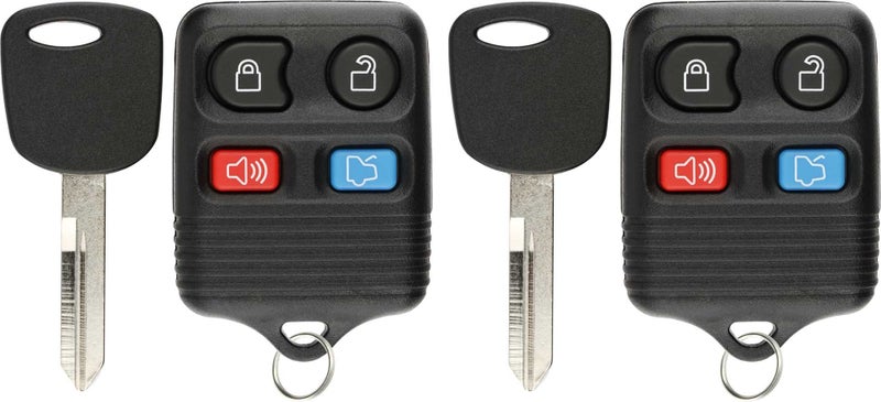 KeylessOption 4 Item Bundle 2 Key Fobs Keyless Entry Remotes 2 Uncut 4C Ignition keys for Ford Lincoln Mercury - Image 1