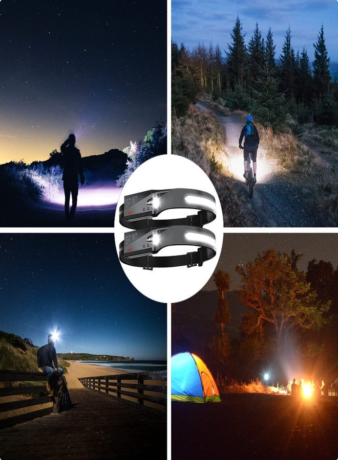 Aikertec Rechargeable Headlamp 6 PCS, 230°Beam Headlamp for Adults, 6 Mode Camping & Spotlight, Motion Sensor, Lightweight Headlights Flashlight - Image 3