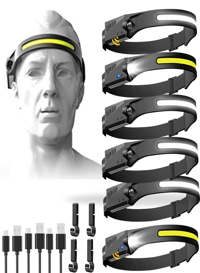 Aikertec Rechargeable Headlamp 6 PCS, 230°Beam Headlamp for Adults, 6 Mode Camping & Spotlight, Motion Sensor, Lightweight Headlights Flashlight - Image 1