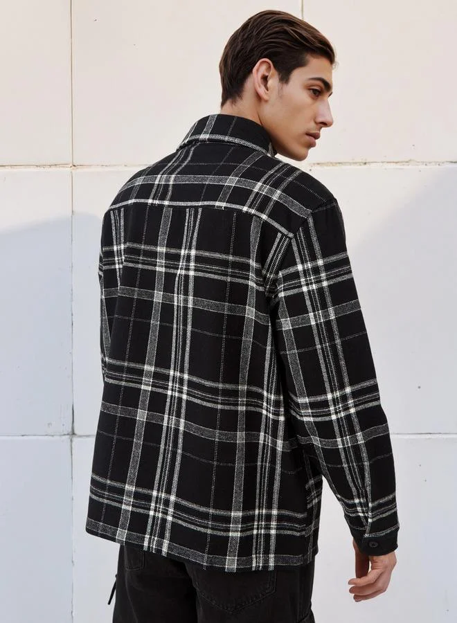 Lee Cooper  Lee Cooper Men Regular Fit Checked Long Sleeves Shacket for Men | Best Price UAE