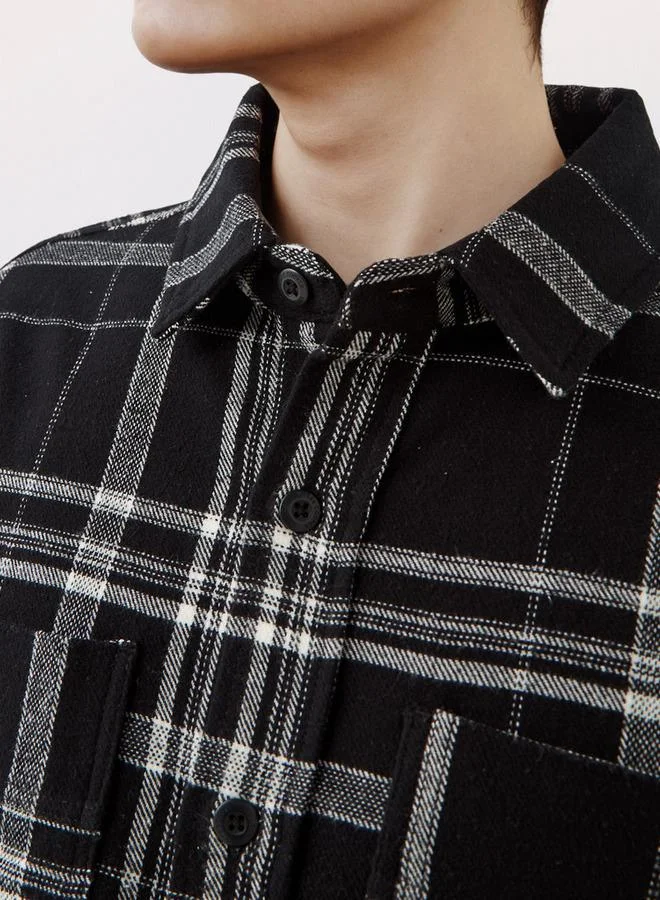 Lee Cooper Black Lee Cooper Men Regular Fit Checked Long Sleeves Shacket for Men | Best Price UAE