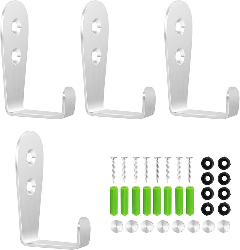 CGBE CGBE Coat Hooks for Wall Heavy Duty Outdoor Hooks for Hanging Towel No Rust Outside Towel Hooks Wall Mounted with Screws and Anchor for Key Towel Bags Cup Hat L  Shape Silver
