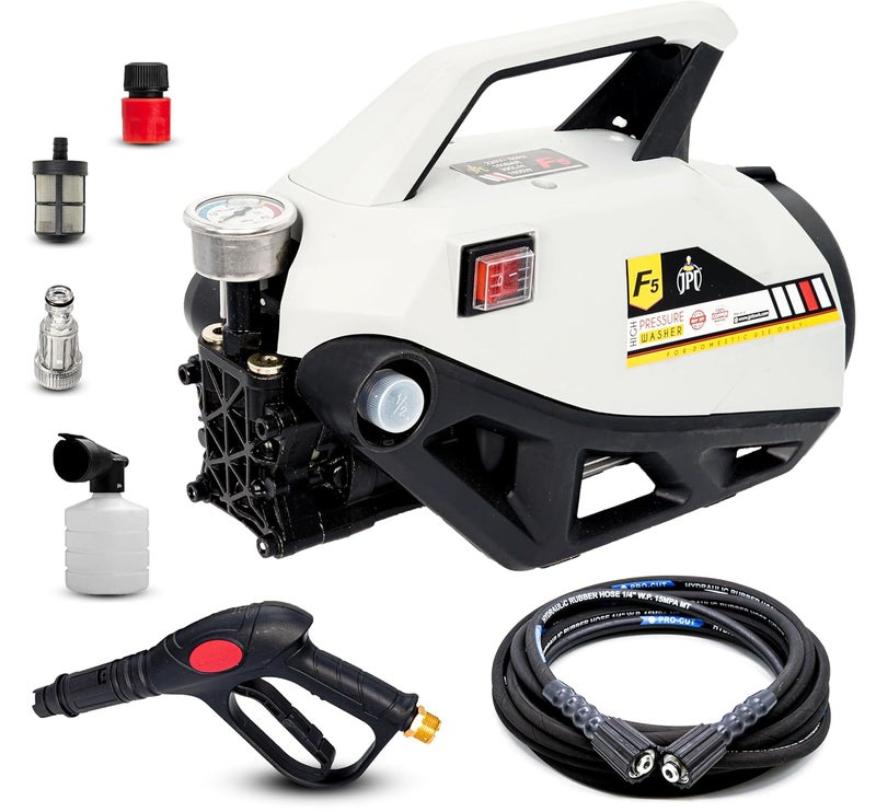 JPT Heavy Duty F5 Domestic Car Pressure Washer 1800 Watts Max 160 Bar 10 LMin Water Flow 100 Copper Motor Portable Design 6 Months Warranty All Premium Accessories Included - Image 1