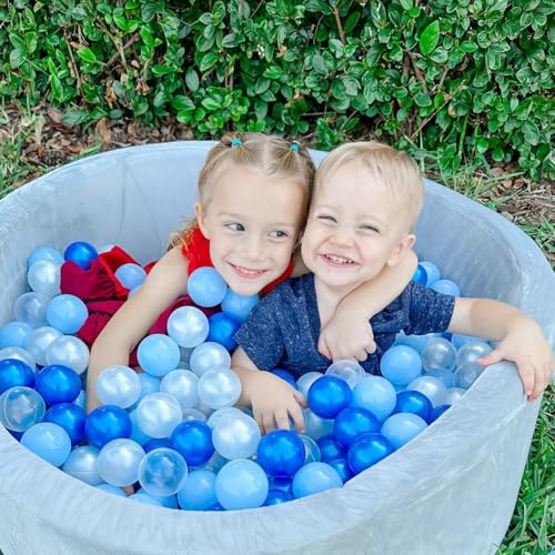 GOGOSO Ball Pit Balls for Toddles Kids Plastic Ballpits Accessories Crush Proof Durable Fun Shape Play Baby Bath Toys,2.15inch 100count Blue+Deep Blue+Pear White+Clear - Image 5