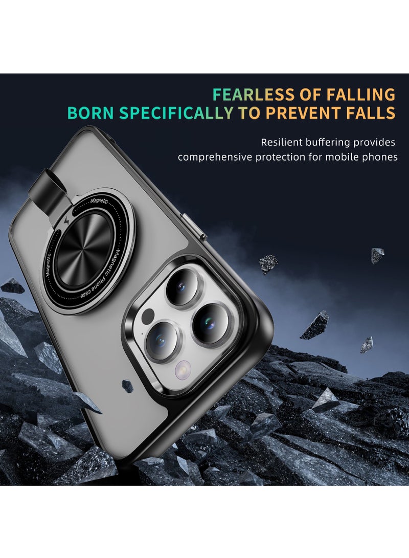 Rock Pow For iPhone 13 Pro Magnetic Ring Case [Compatible with MagSafe Charging] 360° Rotatable Grip Holder Kickstand Slim fit Non-Slip Shockproof Phone Case for iPhone 13 Pro 6.1'' - Image 2