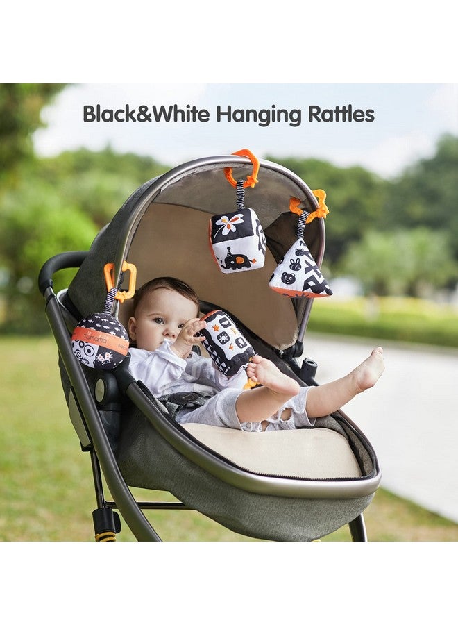TUMAMA TUMAMA High Contrast Shapes Sets Baby Toys, Black and White Stroller Toy for Car Seat Baby Plush Rattles Rings Hanging Toy for 0 3 6 9 to 12 Months, Newborn,Toddlers,Infants (4 Packs)  - Image 2