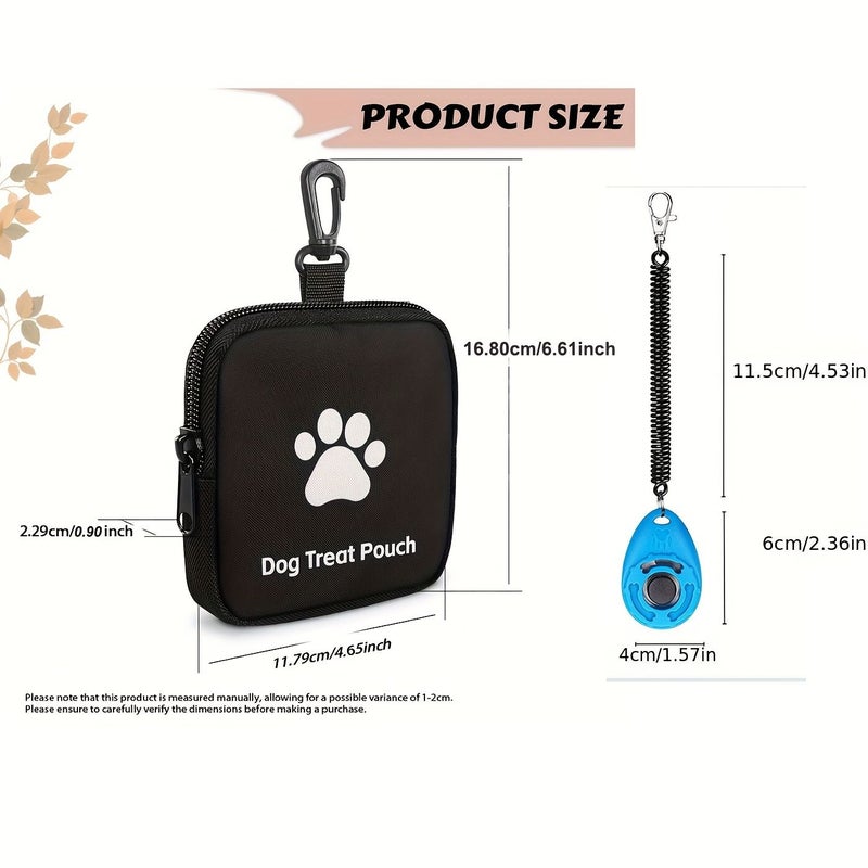 2 In 1 Multi Functional Dog Training Treat Pouch And Sound Clicker Set Black Portable Polyester Pet Snack Bag For Outdoor Activities Walks Suitable For Dog Owners Trainers - Image 2