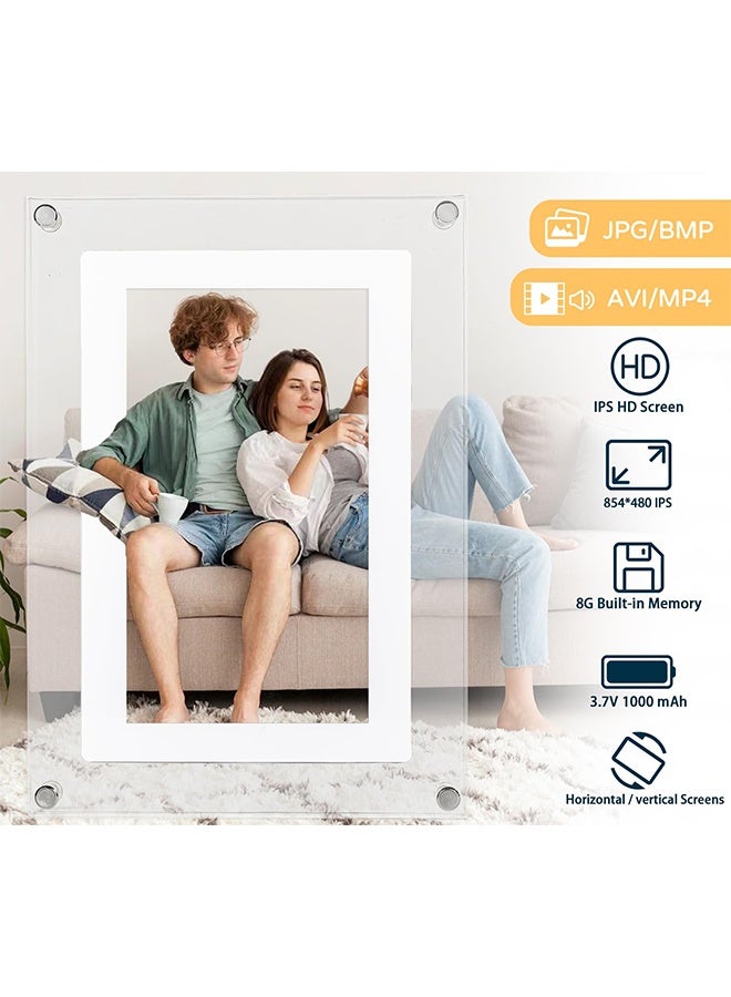هاهاهاي 5 بوصة إطار الصورة الرقمية ، الاكريليك إطار الصورة الفيديو ، 4 غيغابايت من ذاكرة الوصول العشوائي ، 1200mAh المدمج في البطارية ، ومناسبة جدا لتزيين المنزل والهدايا على شكل قلب - Image 2
