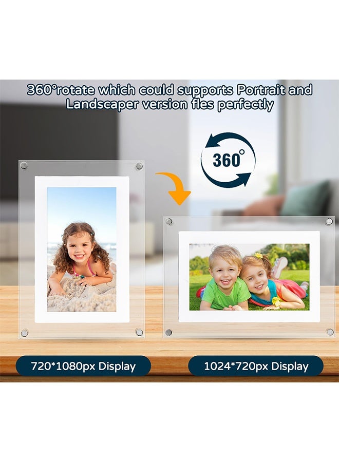 هاهاهاي 5 بوصة إطار الصورة الرقمية ، الاكريليك إطار الصورة الفيديو ، 4 غيغابايت من ذاكرة الوصول العشوائي ، 1200mAh المدمج في البطارية ، ومناسبة جدا لتزيين المنزل والهدايا على شكل قلب - Image 4