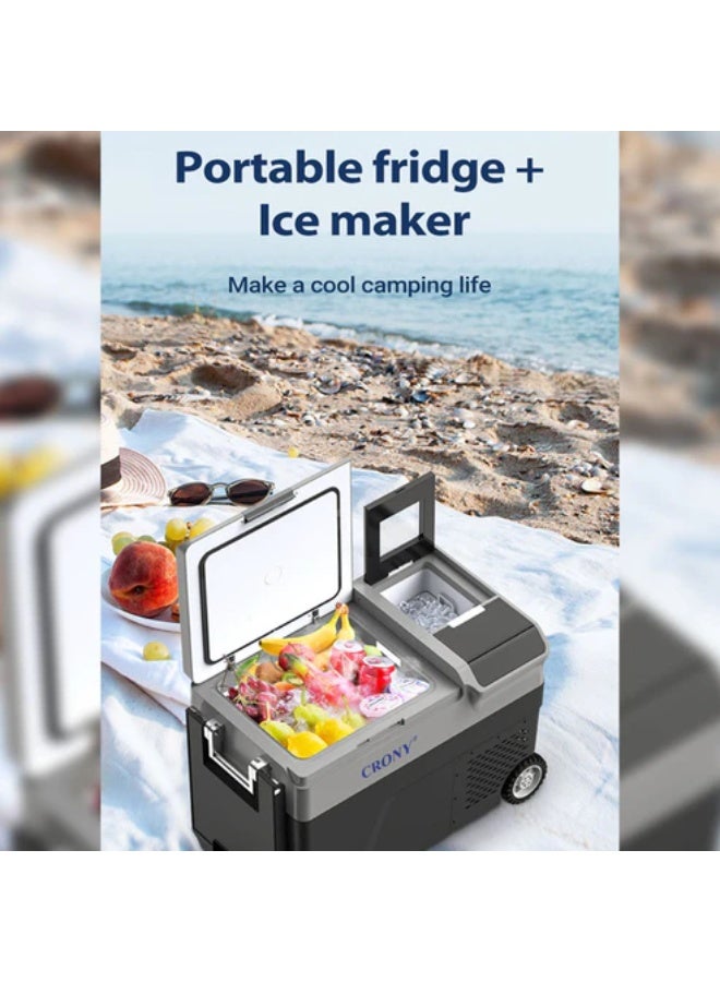 كروني صانعة الثلج والمجمدة المحمولة B35im، سعة 38 لترًا مع عجلات ورافعة سحب، تشغيل مزدوج الوظيفة - Image 4