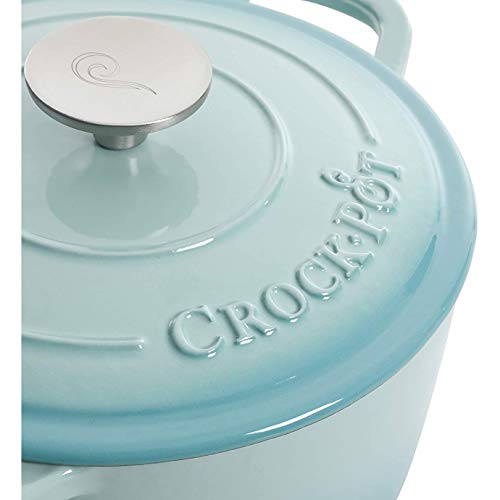 Crock-Pot Artisan Round Enameled Cast Iron Dutch Oven, 7-Quart, Aqua - Image 4