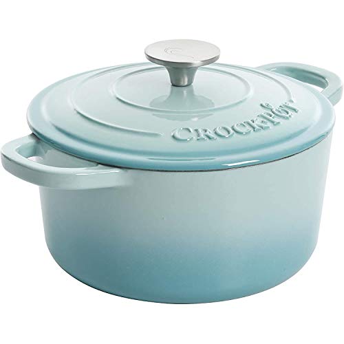 Crock-Pot Artisan Round Enameled Cast Iron Dutch Oven, 7-Quart, Aqua - Image 2