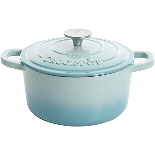 Crock-Pot Artisan Round Enameled Cast Iron Dutch Oven, 7-Quart, Aqua - Image 1