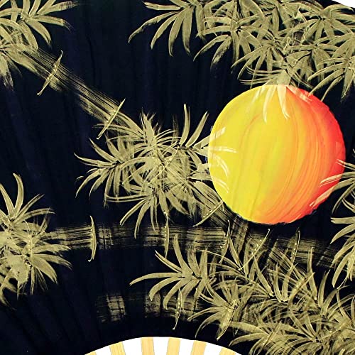 Oriental-Decor Bamboo Moon Folding Wall Fan Hand-painted Wall Decor Art (40 inch wide) - Image 2