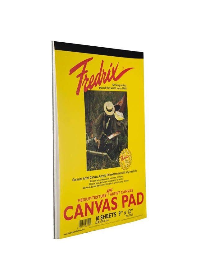 Fredrix 3500 Canvas Pads White (9x12)"- 10 Sheets - Image 2