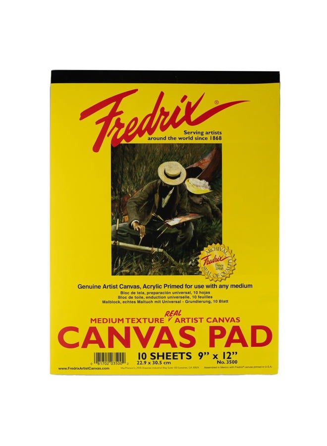 Fredrix 3500 Canvas Pads White (9x12)"- 10 Sheets - Image 1